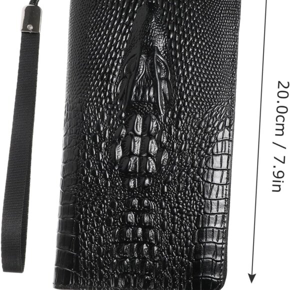 🔥Raised Crocodile Embossed Leather Zipper Wallet Clutch Wristlet Card Holder - Picture 7 of 8